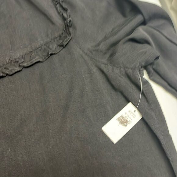 Old Navy Rustic Faded Black Ruffled Pullover Button Crew Neck Shirt Dress-Large - Picture 14 of 16